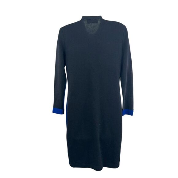 St.John Marie Gray Santana Knit Dress Colorblock Blue Black Button Down Size 2 * - Picture 7 of 16